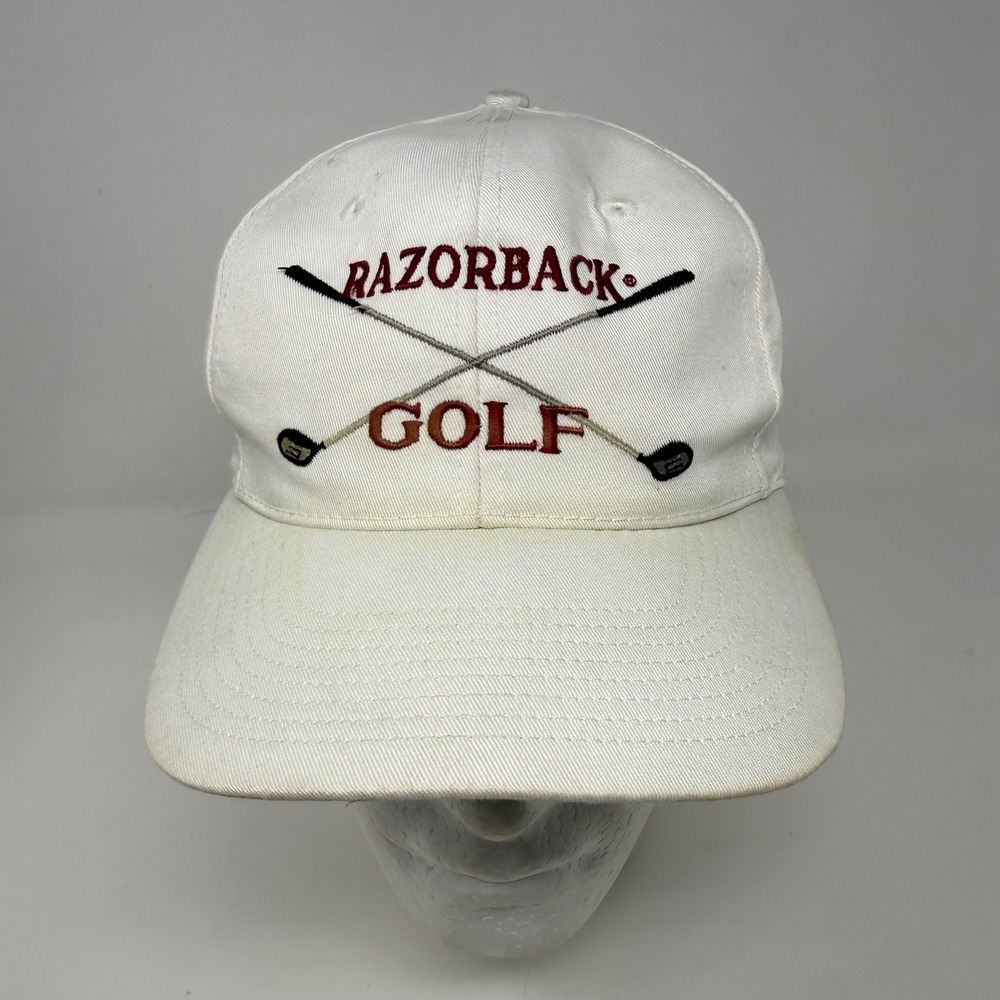 Vtg The Game Arkansas Razorbacks Golf Snapback Hat White Green Underbrim OSFA
